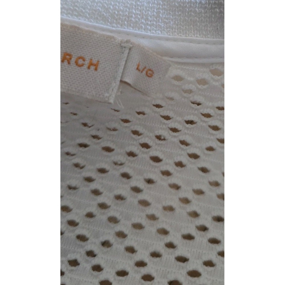 Tory Burch 70s Retro-Sporty Preppy Quiet Luxury Old Money Eyelet Preppy Top SZ L - Picture 4 of 12